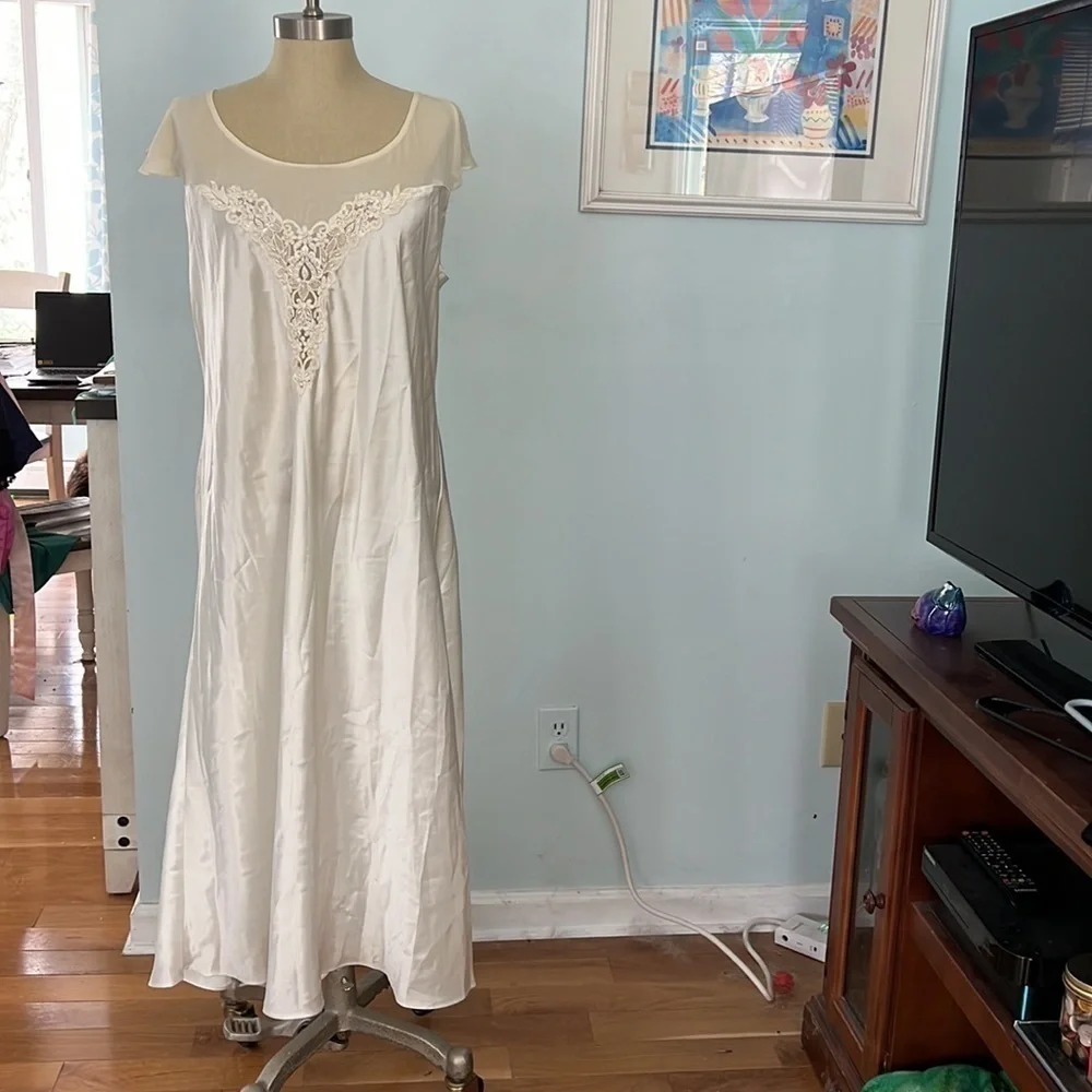DENTELLE SATIN GOWN Bridal Lingerie Beaded Sequin LACE
